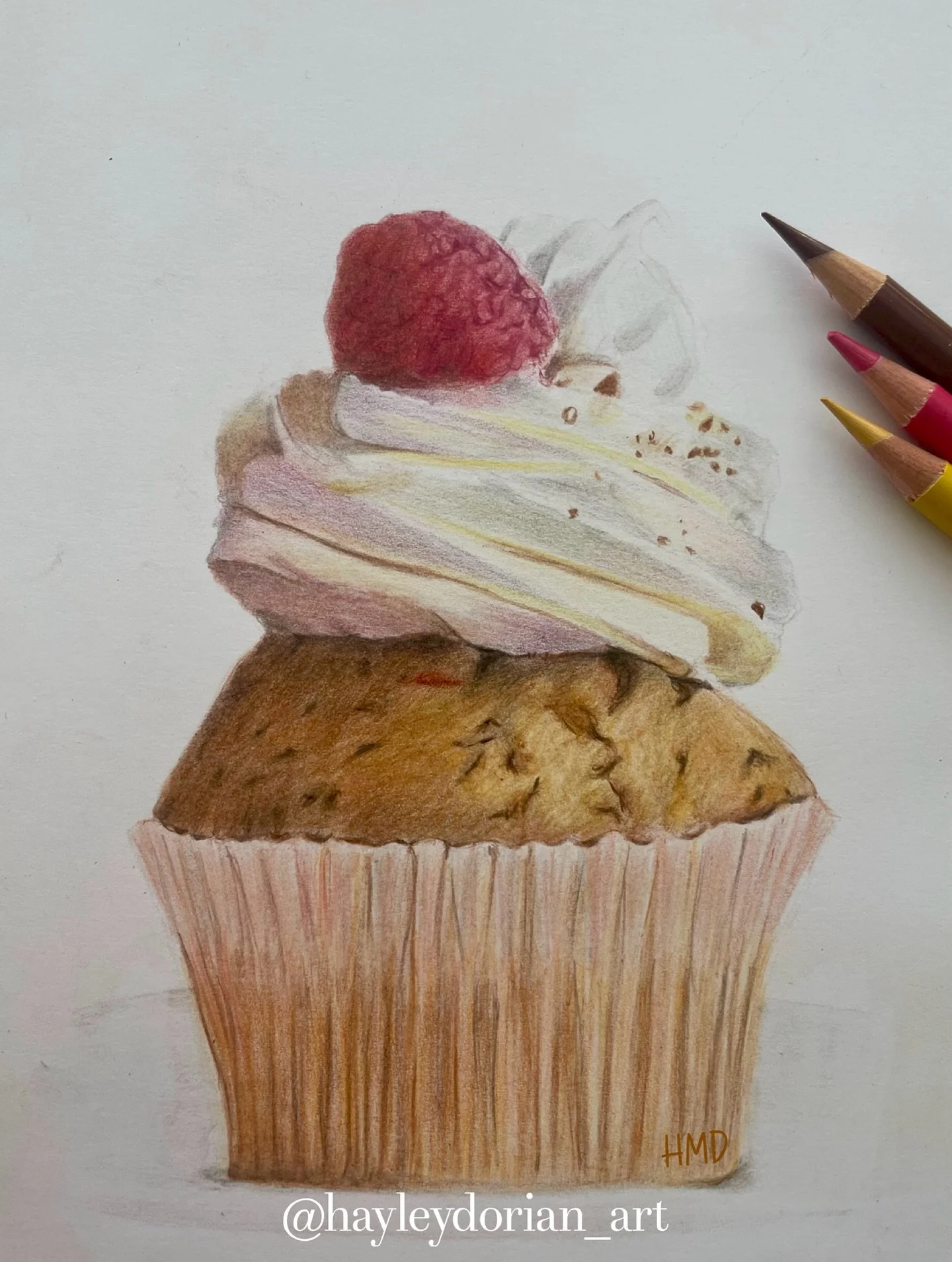 A little cake for someone special 🧁 this took around 3 hours to bake (draw). 

A mix of lightfast pencils on Bristol Board.