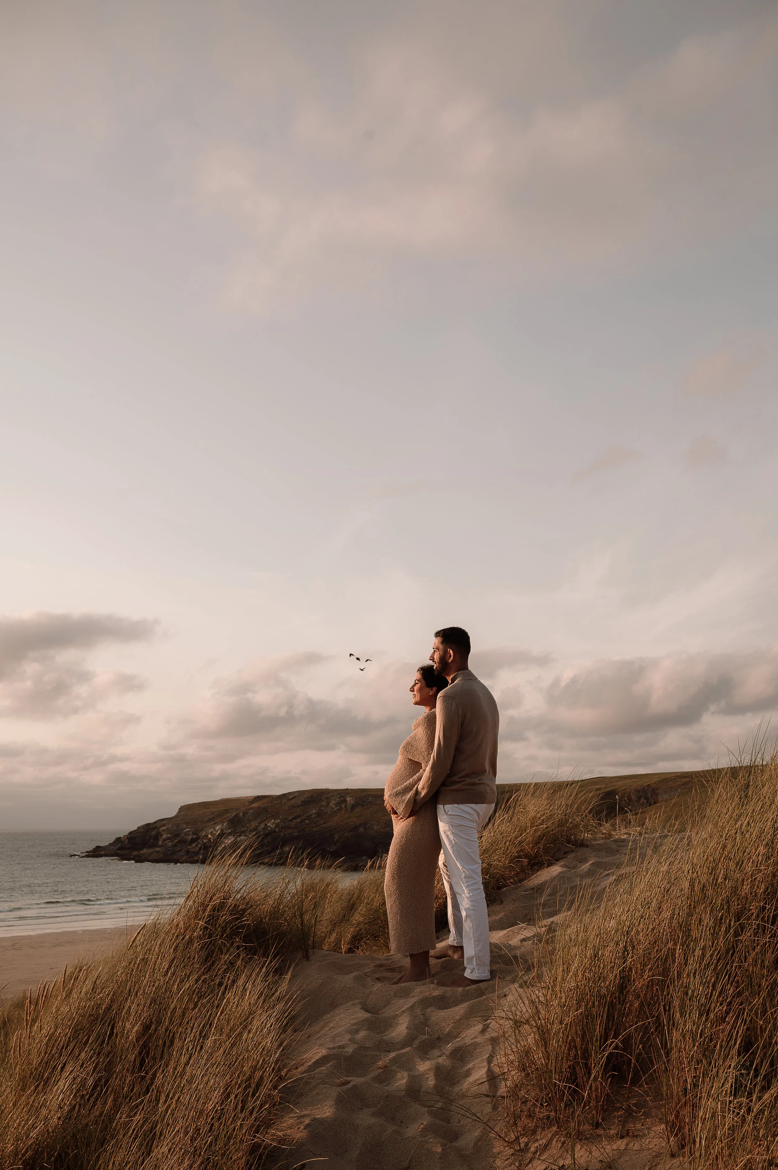 Maternity photoshoot Holywell Bay, Cornwall