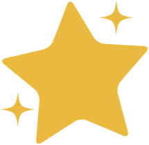 A large yellow star with two smaller yellow stars nearby