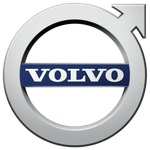 Volvo logo with silver circle and blue rectangle