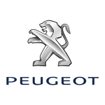 Peugeot logo featuring a silver lion and the brand name beneath.