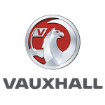 Vauxhall logo featuring a silver griffin head with a red background