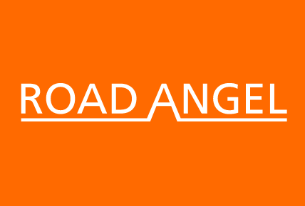 Orange background with white text that says "ROAD ANGEL" in the center.