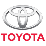 Toyota logo with the word 'TOYOTA' in red underneath