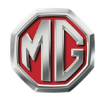 MG logo with red background and silver border