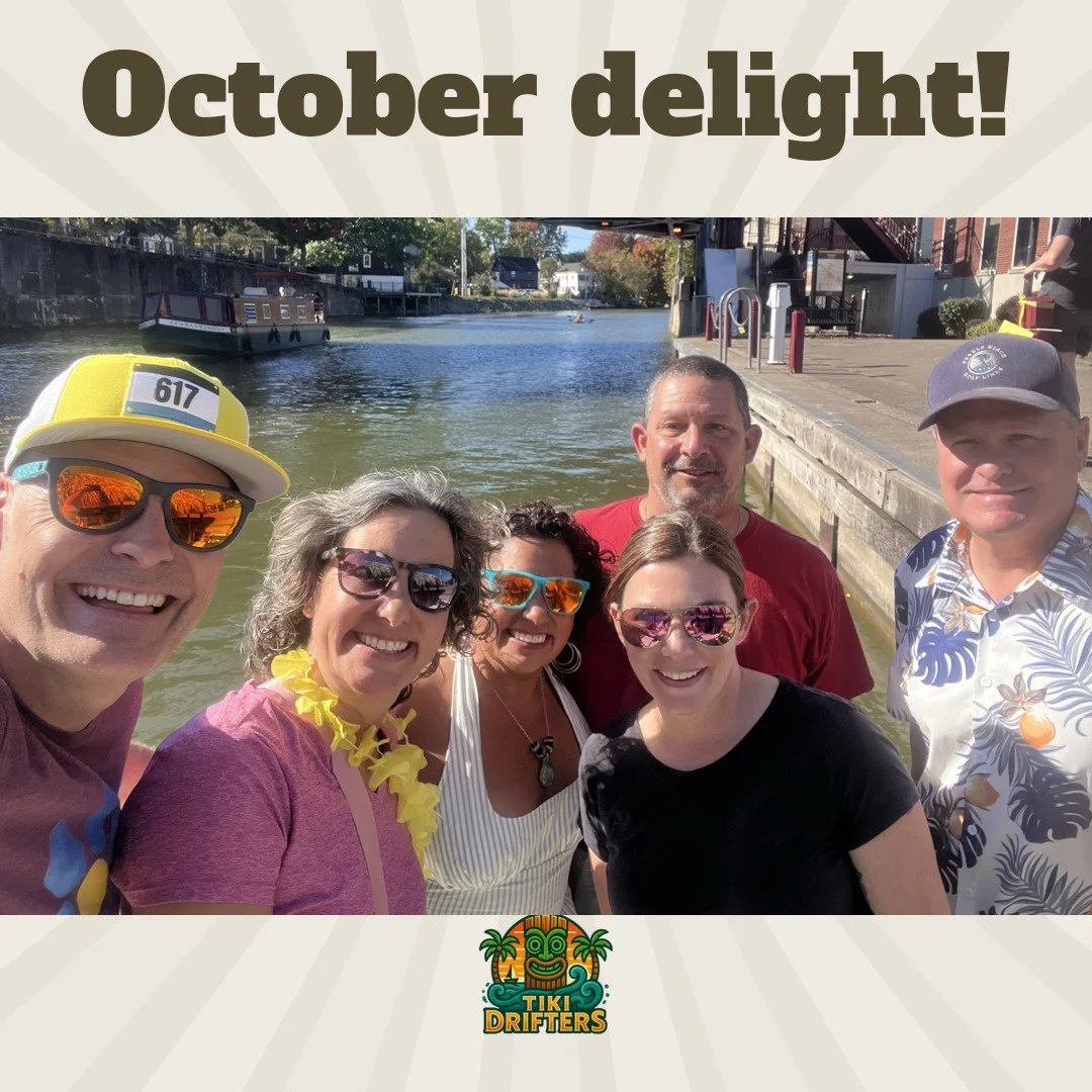 October is still warm enough for a Tiki Cruise! 🌞 This crew took advantage of the incredible weather and drifted down the canal with nothing but Tee-shirts and smiles. 

Join us for floating-fun along the Erie Canal, where local charm meets island v