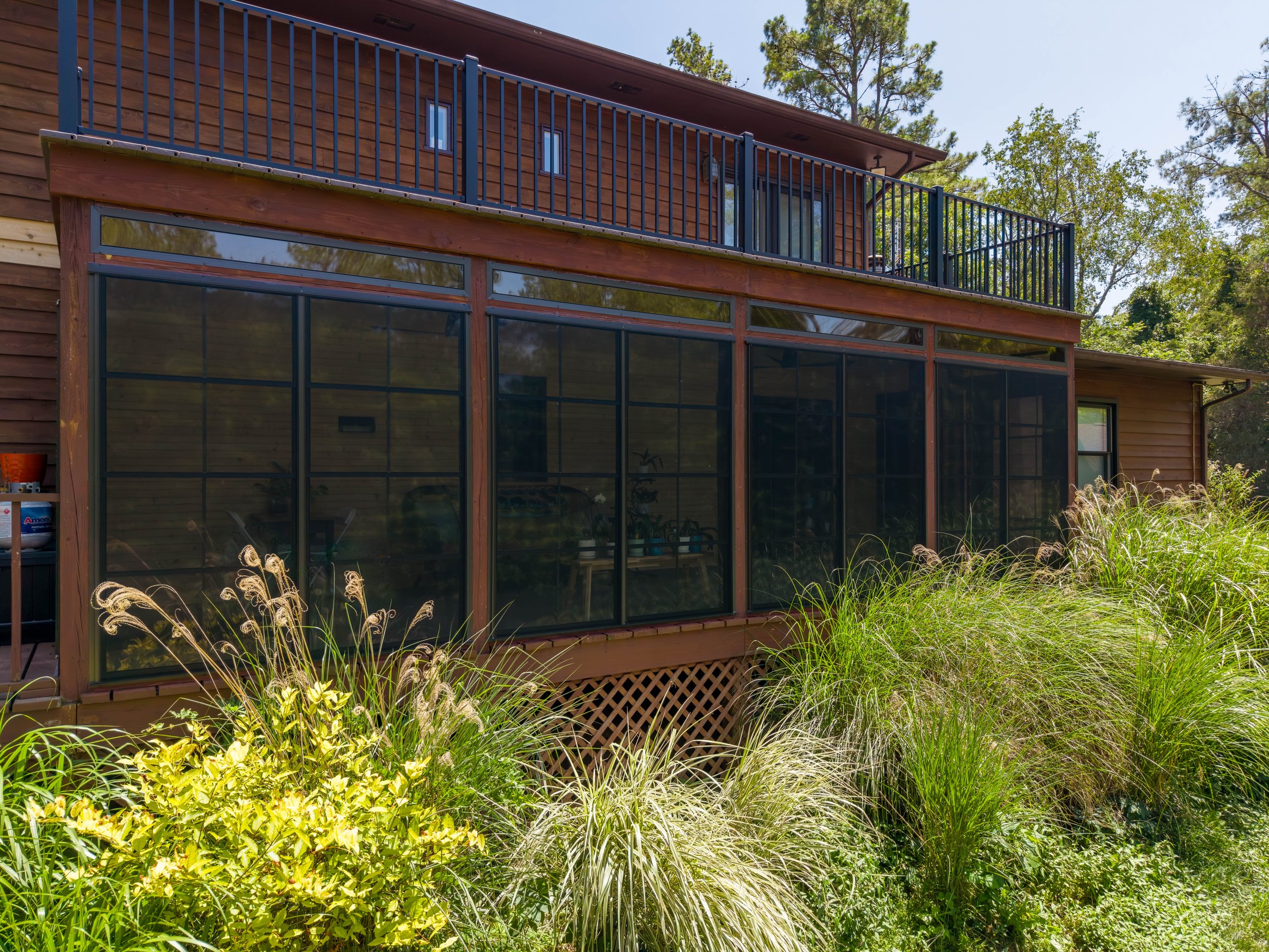 Completed three-season room and upper deck addition on a home in Blacksburg, Virginia.