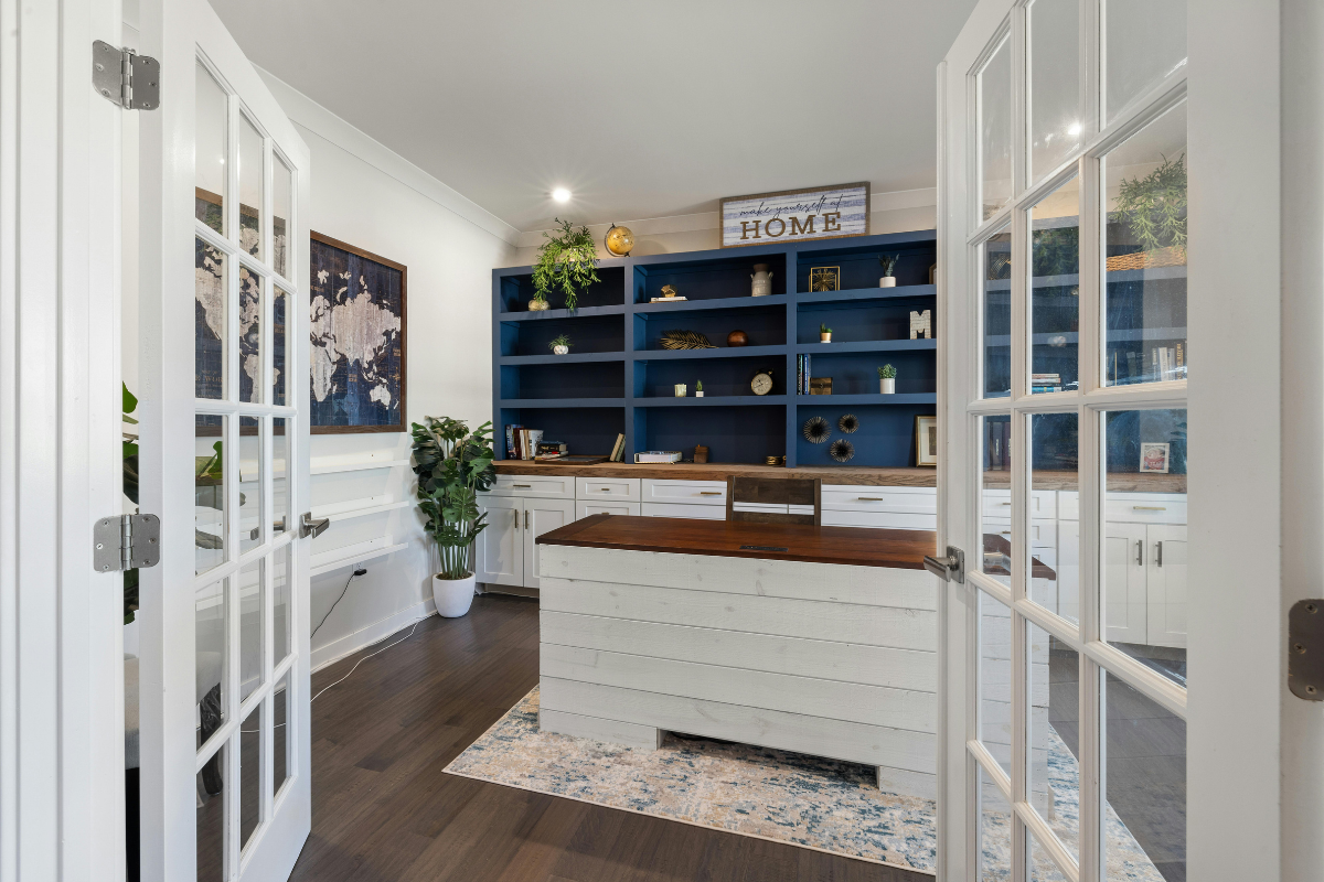 Dedicated home office with workspace for everyday use