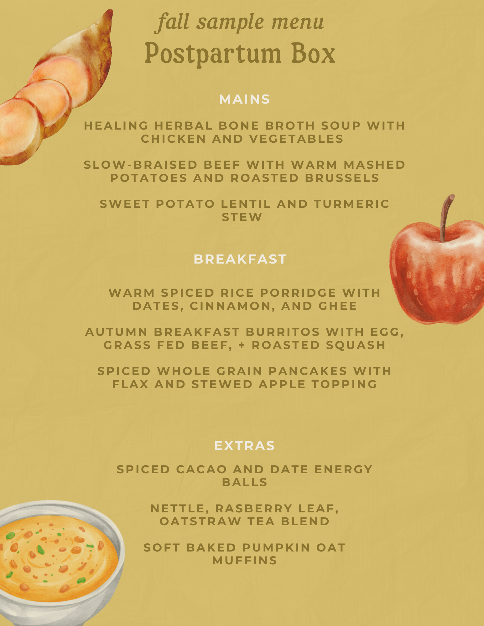 fall meal delivery menu for postpartum meal delivery minnesota minneapolis local meals seasonal menu nutrition private chef