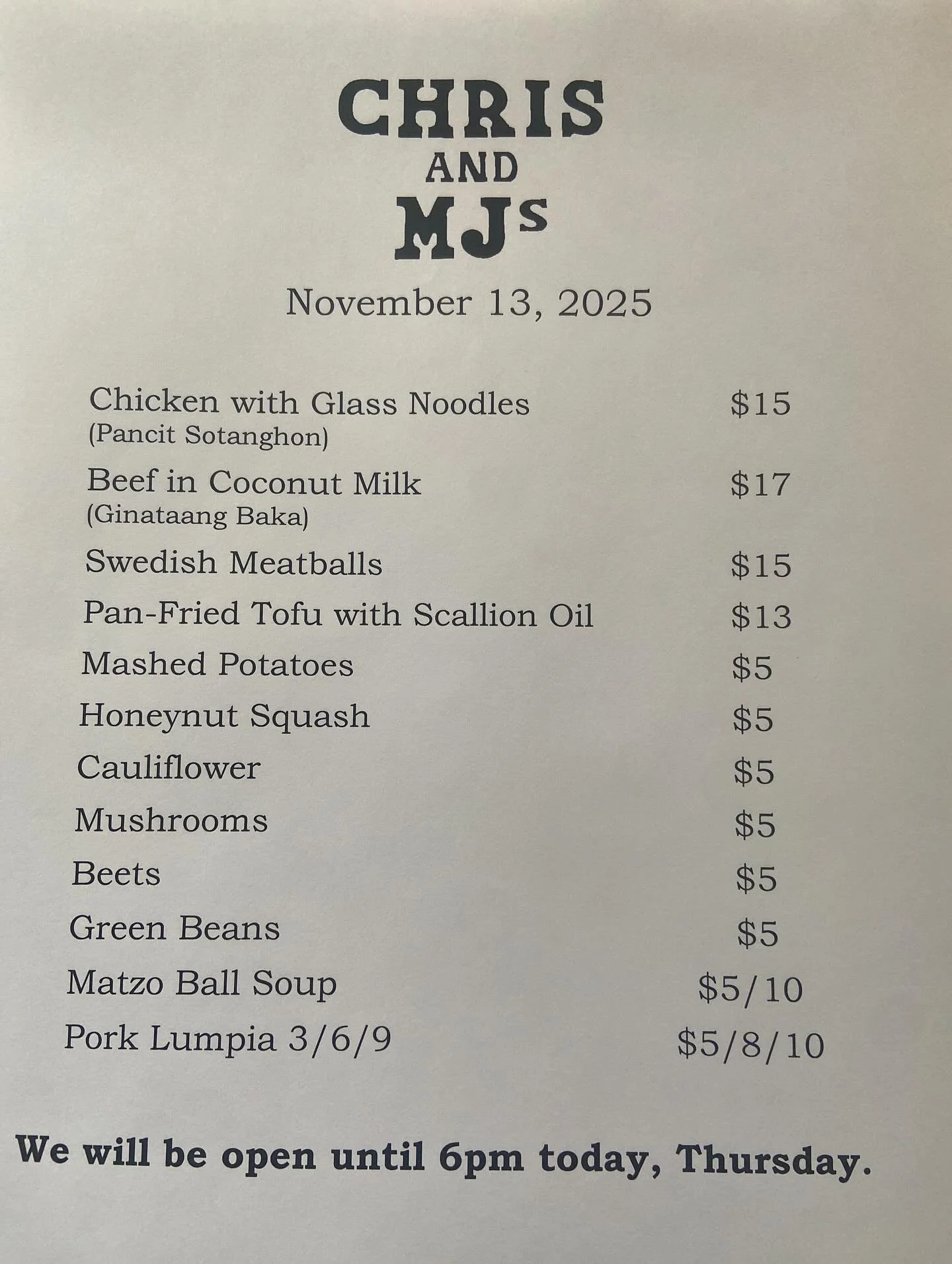 Open until 6pm today