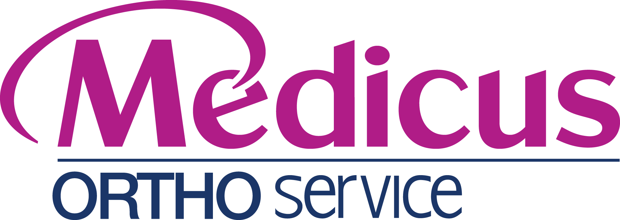 Logo du service Medicis ORTHO avec texte violet et bleu.