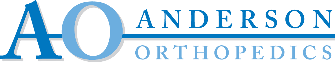 Logo pour AO Anderson Orthopedics avec texte bleu et noir.