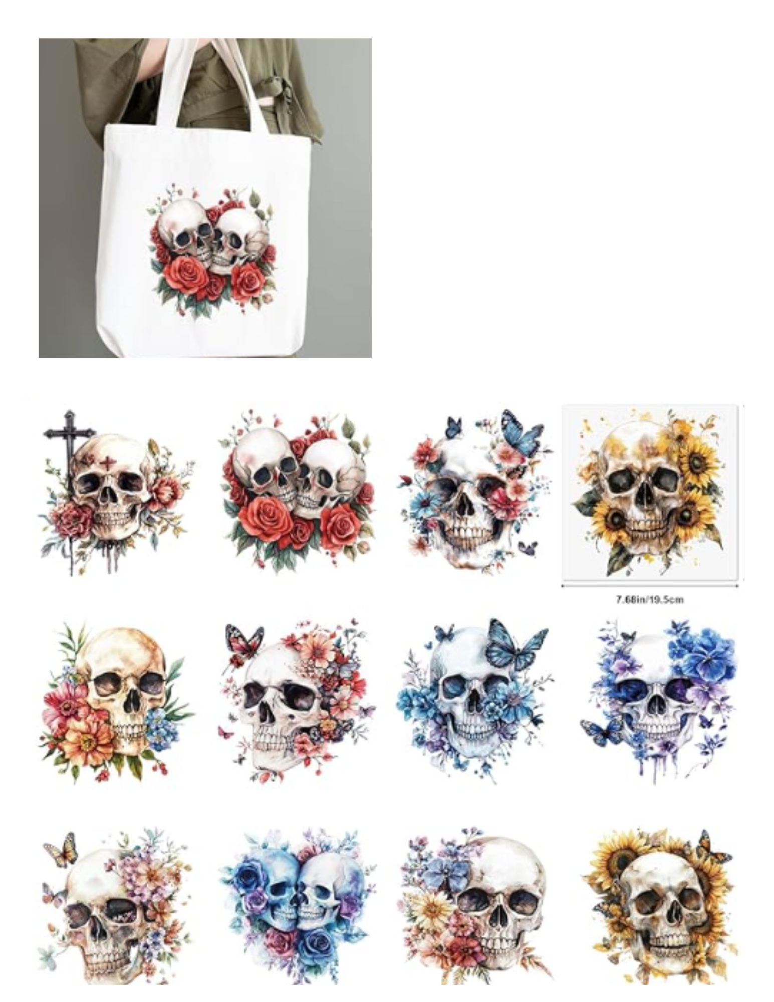 Skull & Blossom 100% Cotton Tote Bag