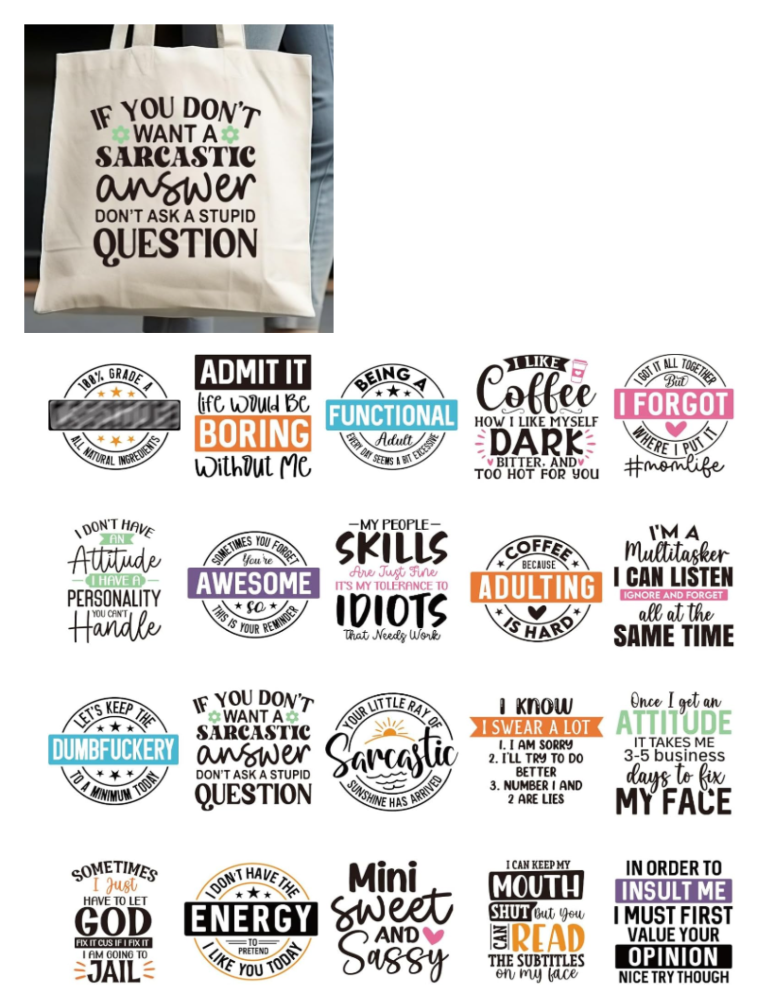 Witty & Sarcastic Tote Bags Collection