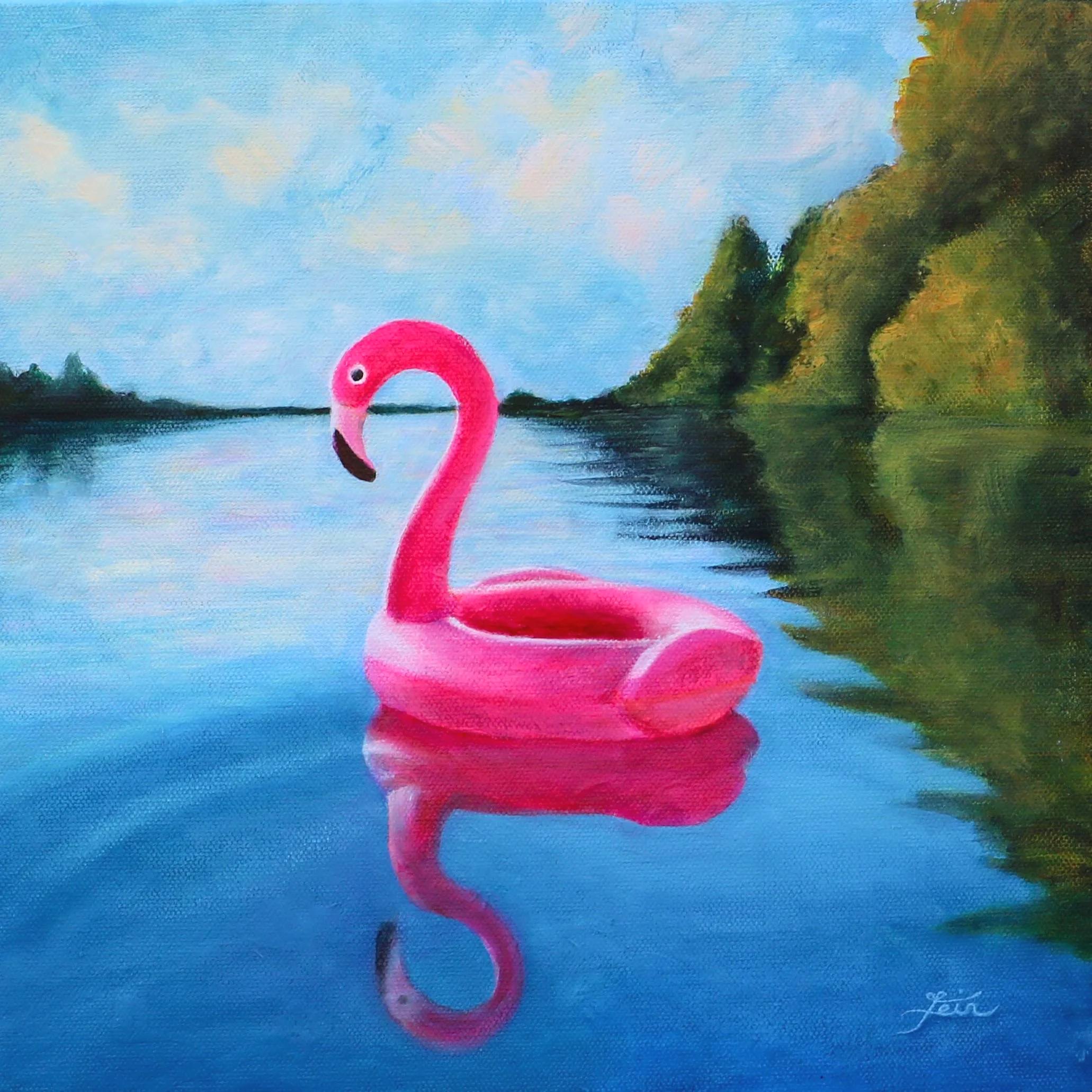 "Float On, Flamingo" - 8" x 8" Print
