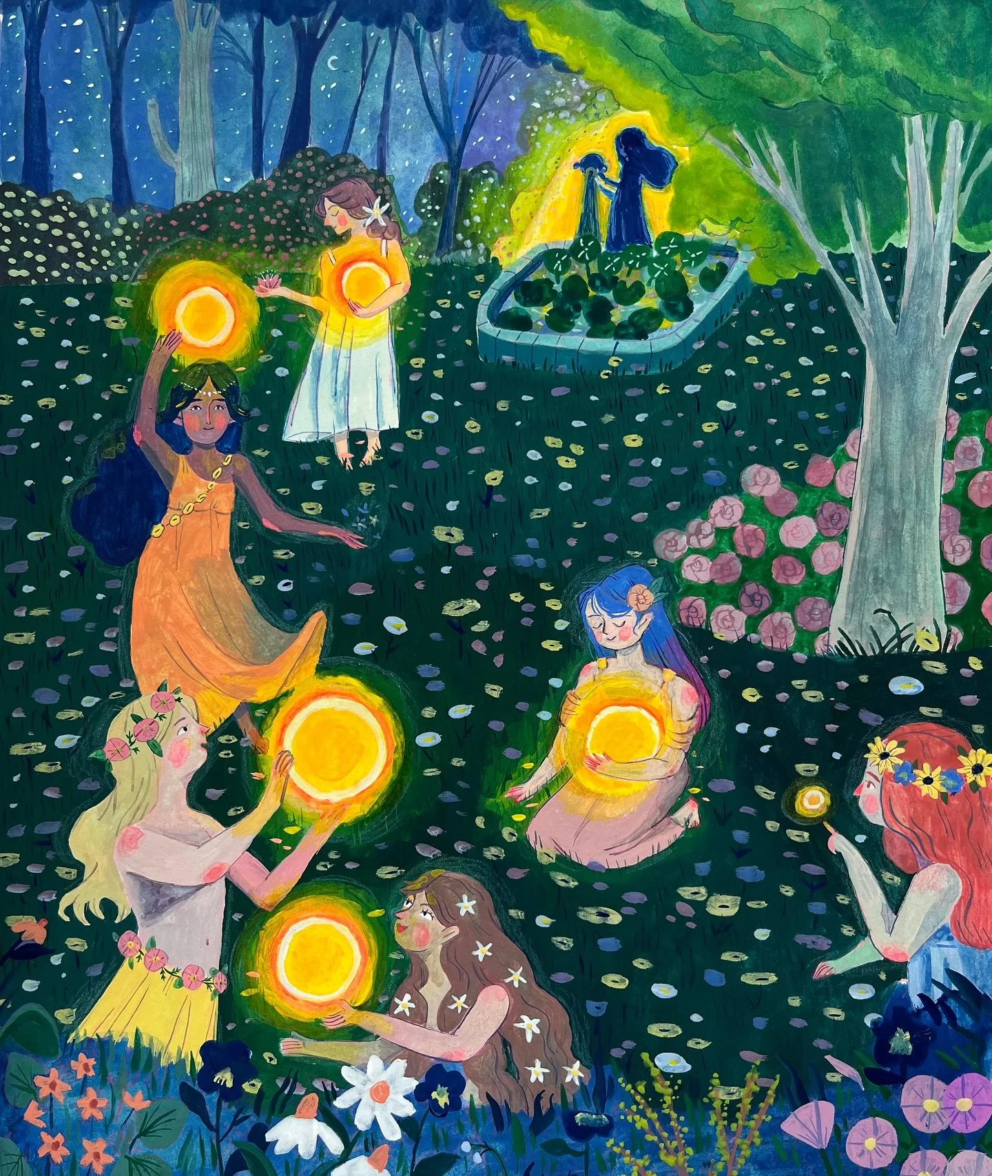May Day part 2&hellip; Beltane! At night the aos s&iacute; come out to frolic in the meadows 🧚&zwj;♀️ I wanted to play with the concept of the Beltane fire. It&rsquo;s kind of giving Willow music video. ✨

#childrensillustrations #childrensbookillus