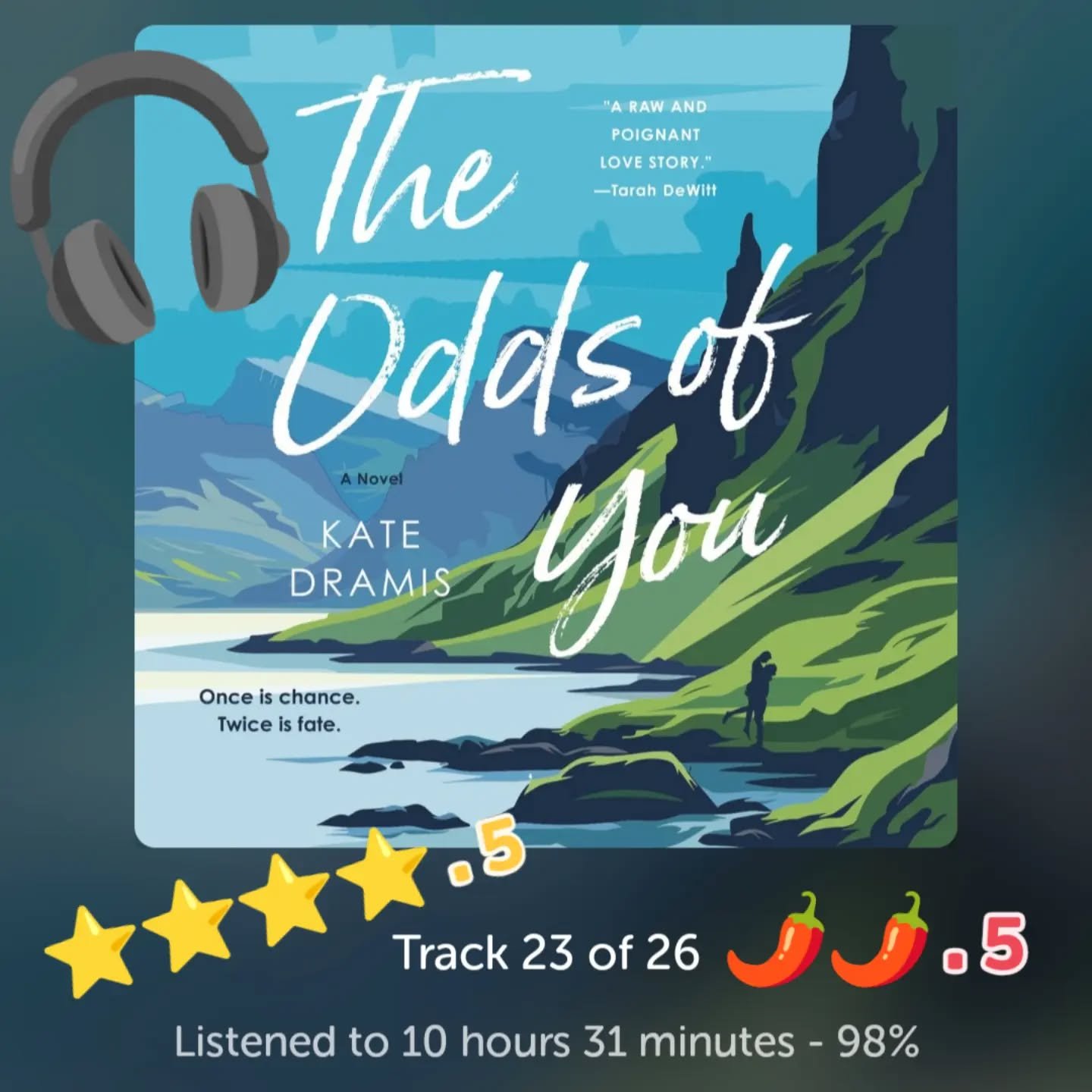 What I just read! Beautiful, light, funny, emotional❤️

🎬 Actor x Writer
🎬 Small town Scotland escape 
🎬 Second Chance {3rd act break up}
🎬 Emotional Healing 
🎬 Family Drama
🎬 Single, 3rd person POV
.
Thank you! @librofm &amp; @katedramis 
.
#b