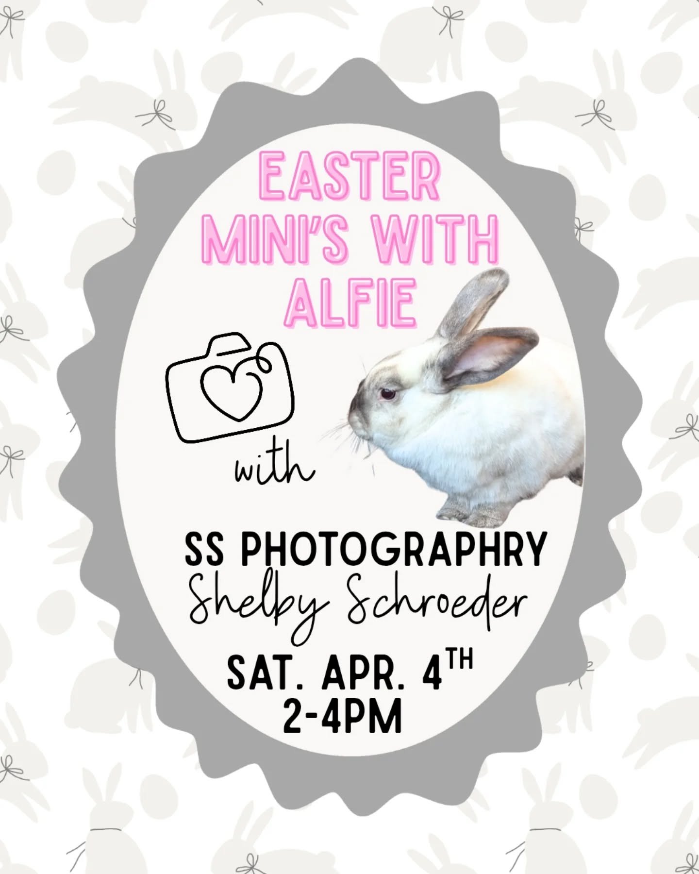 Saturday before Easter SS Photography will be here to take photos with Alfie!