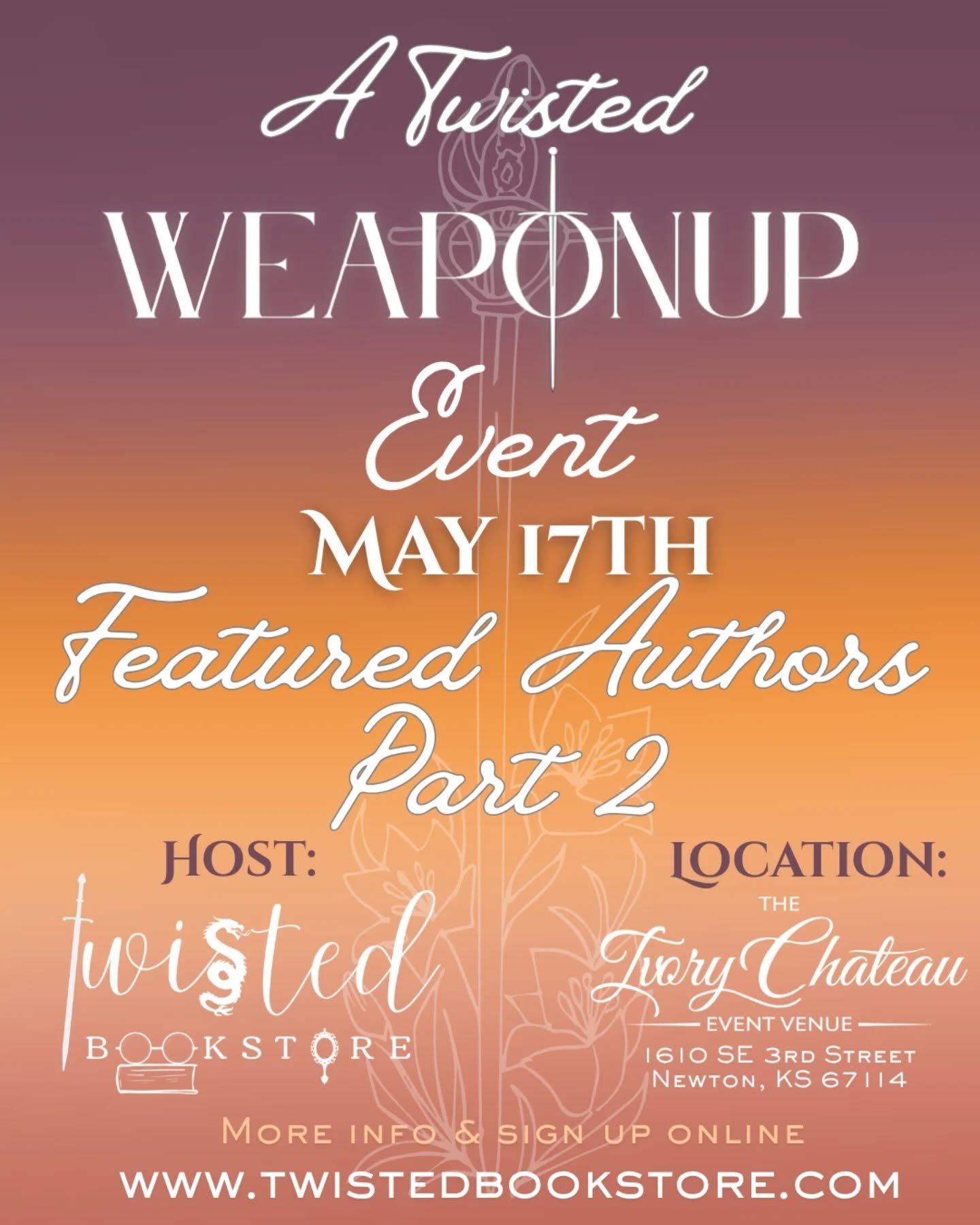 PART 2 - A few more introductions! Check out these great authors coming to our Twisted WeaponUp Event! More to come... 
Sign up online at twistedbookstore.com 
.
@theweaponup 
@theivorychateau
@byadisonblack 
@authoralina.martyn1 
@the.thirsty.dog