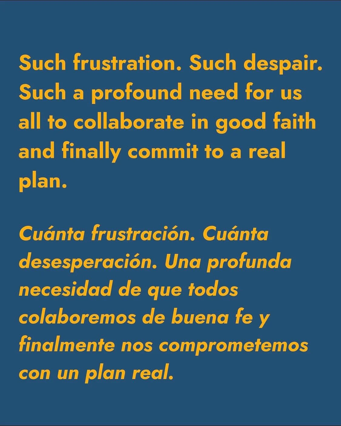 Such frustration. Such despair. Such a profound need for us all to collaborate in good faith and finally commit to a real plan. 
Last night, I attended another public hearing on the escalating, interrelated crises faced by people suffering from lack