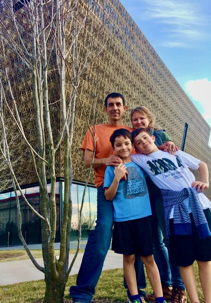 Samuel Hurtado, his wife Britta and their two sons Alden and Ilan.