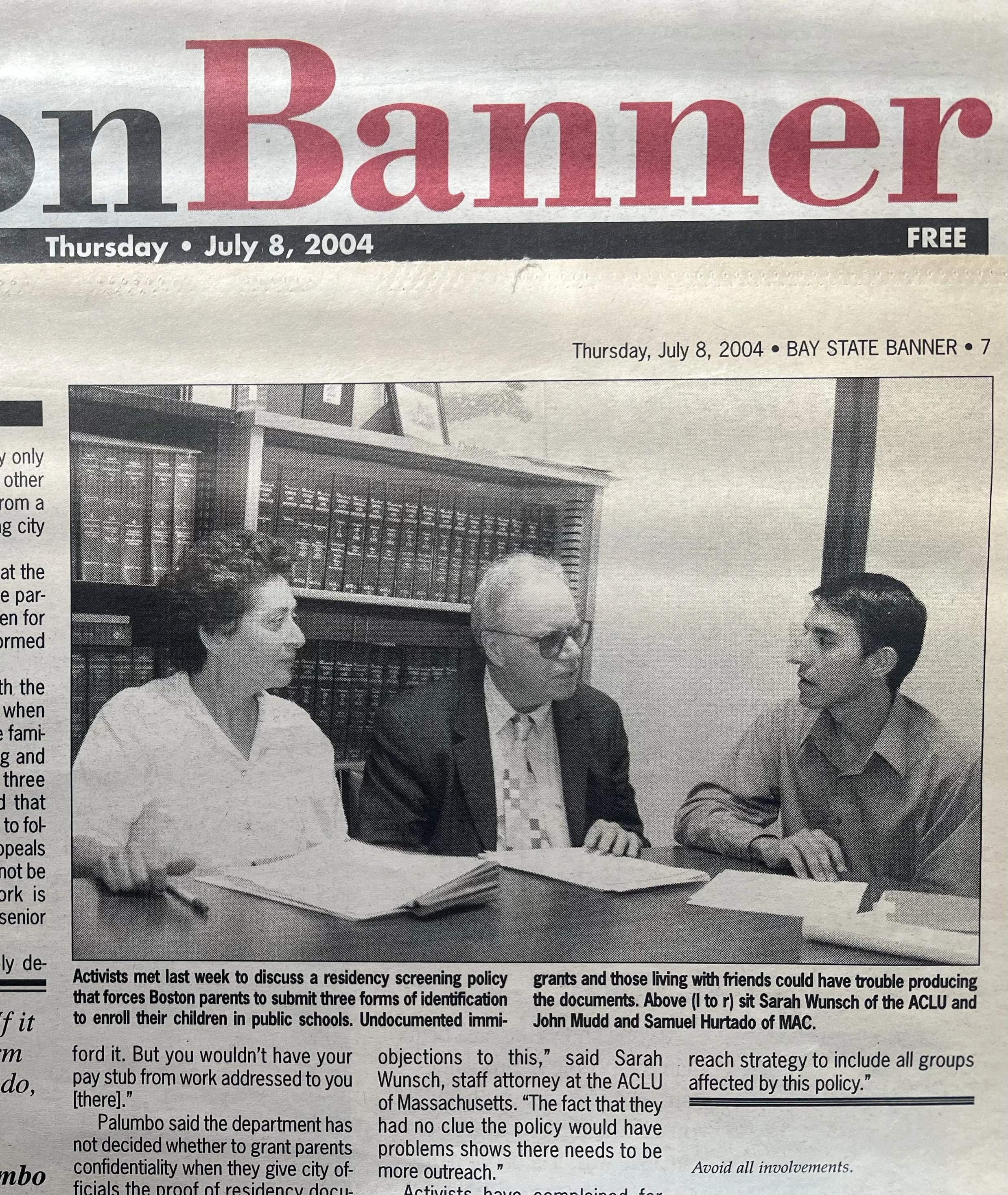 Black and white photograph of Samuel Hurtado featured in the Bay State Banner during the time he was advocating for education access.