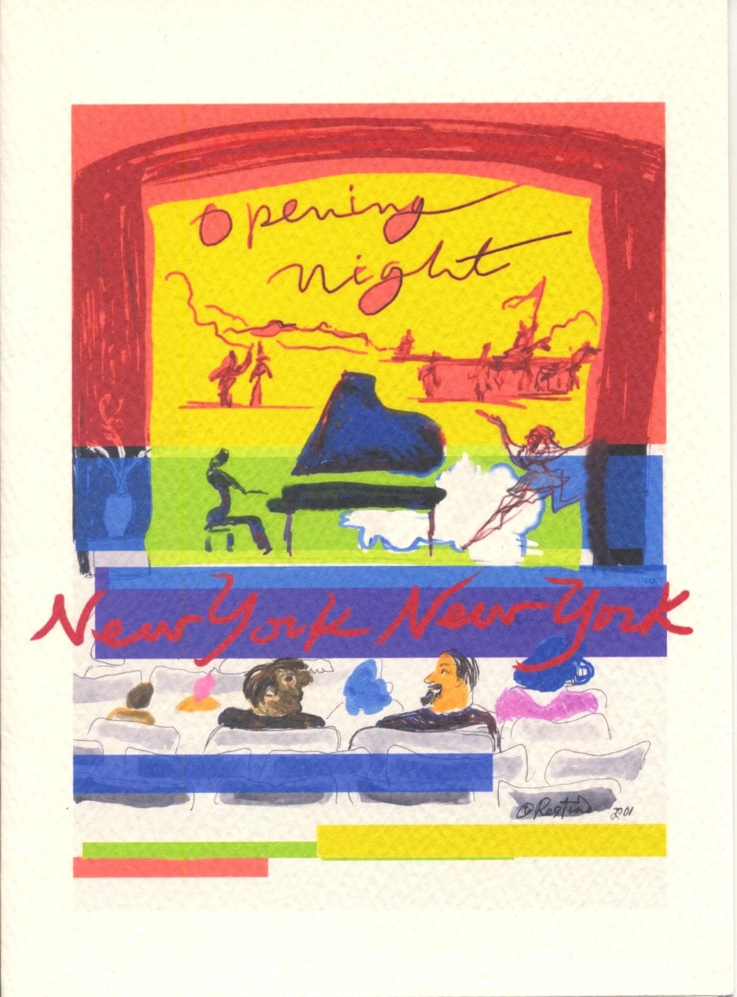 Opening Night NY NY. Custom printed greeting card  (4pack)