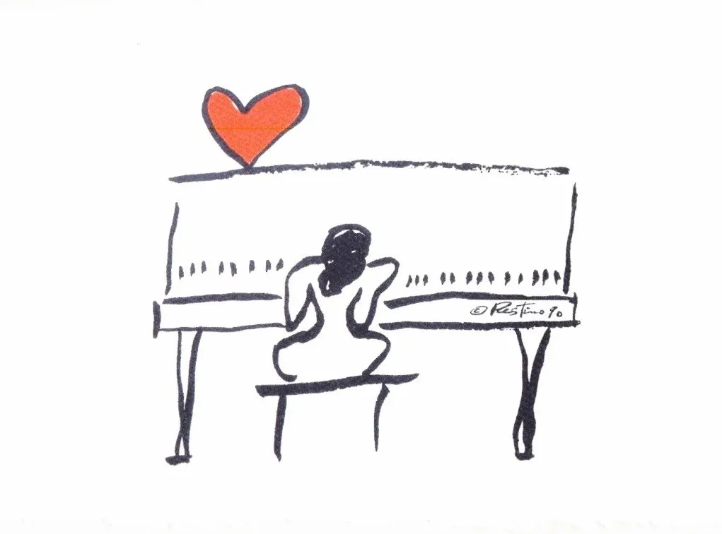 Piano Love   Custom printed greeting card (4 pack)