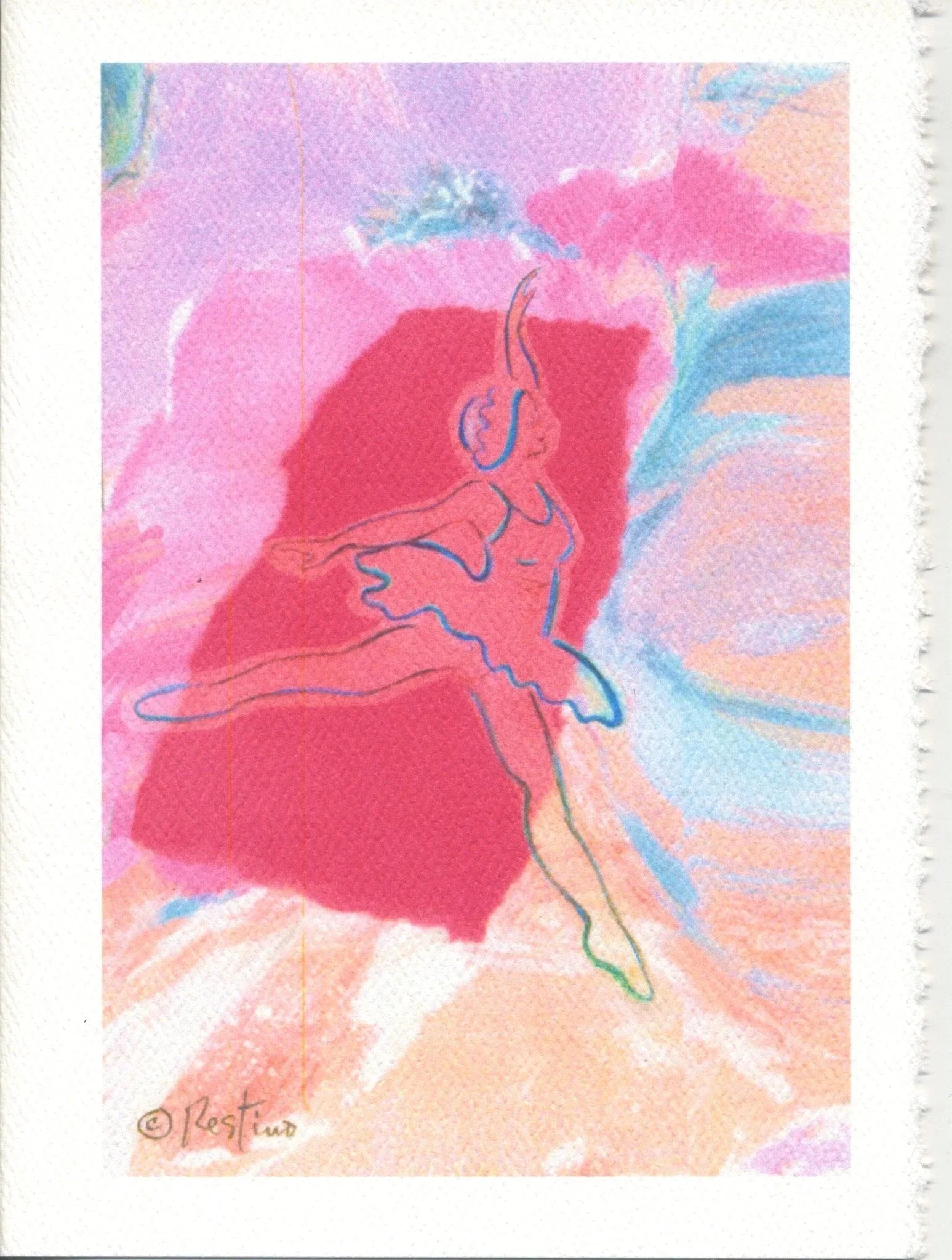 Ballet dancer in profile  Custom printed greeting card (4 pack)