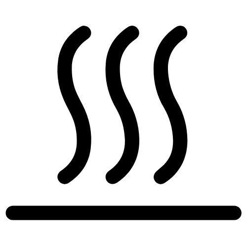 Icon of three wavy lines rising above a horizontal line, representing steam or heat.
