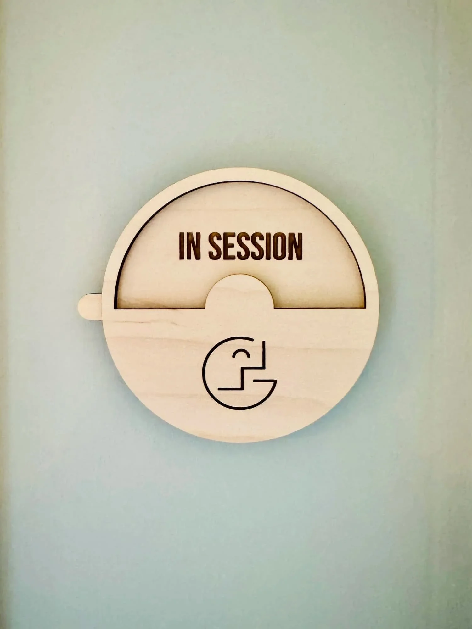 In session sign on a therapy office door