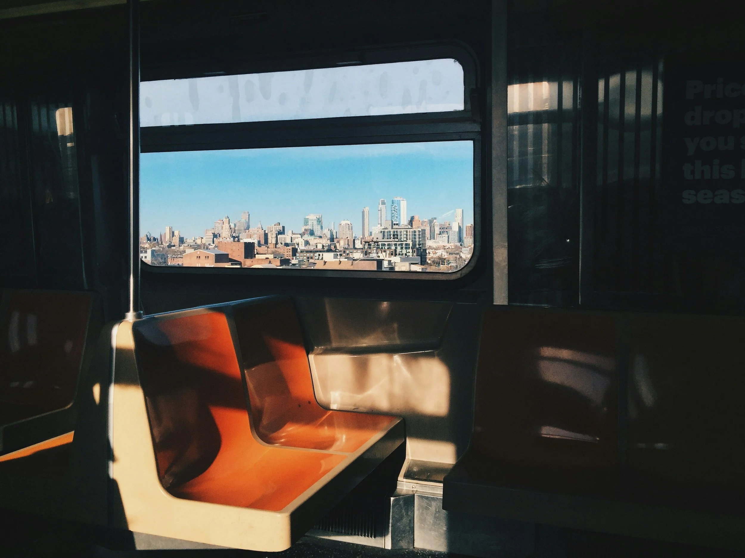Empty subway seat in New York City featured on the Groundwork Therapy homepage.