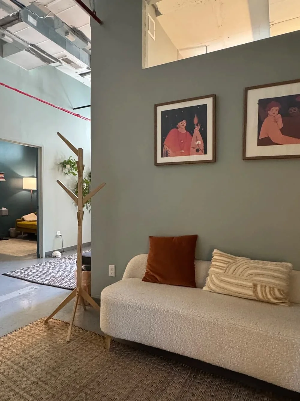 Interior of Groundwork Therapy's  waiting room offering in-person and virtual therapy across New York State