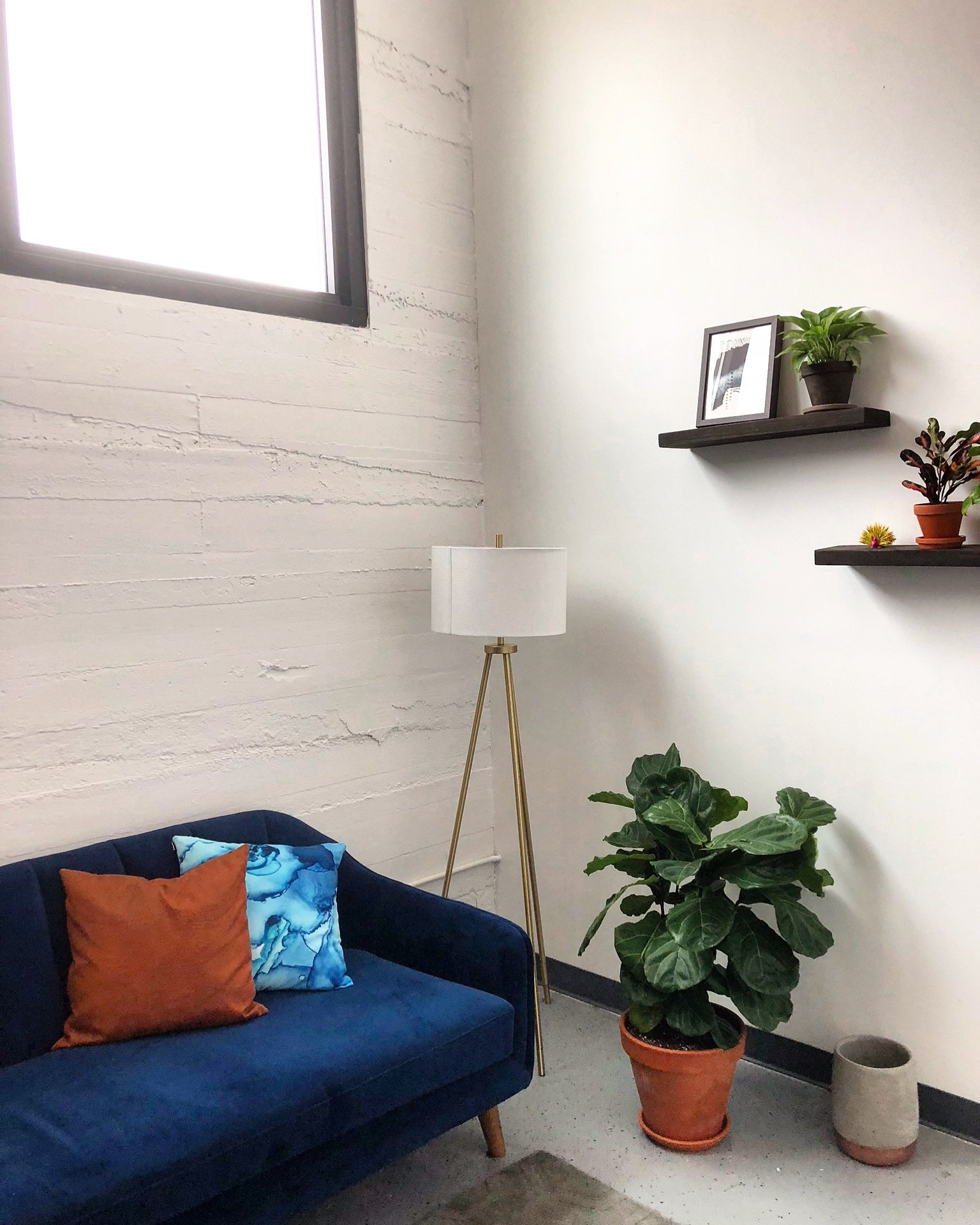 Comfortable couch in a therapy office for teens and families in Brooklyn