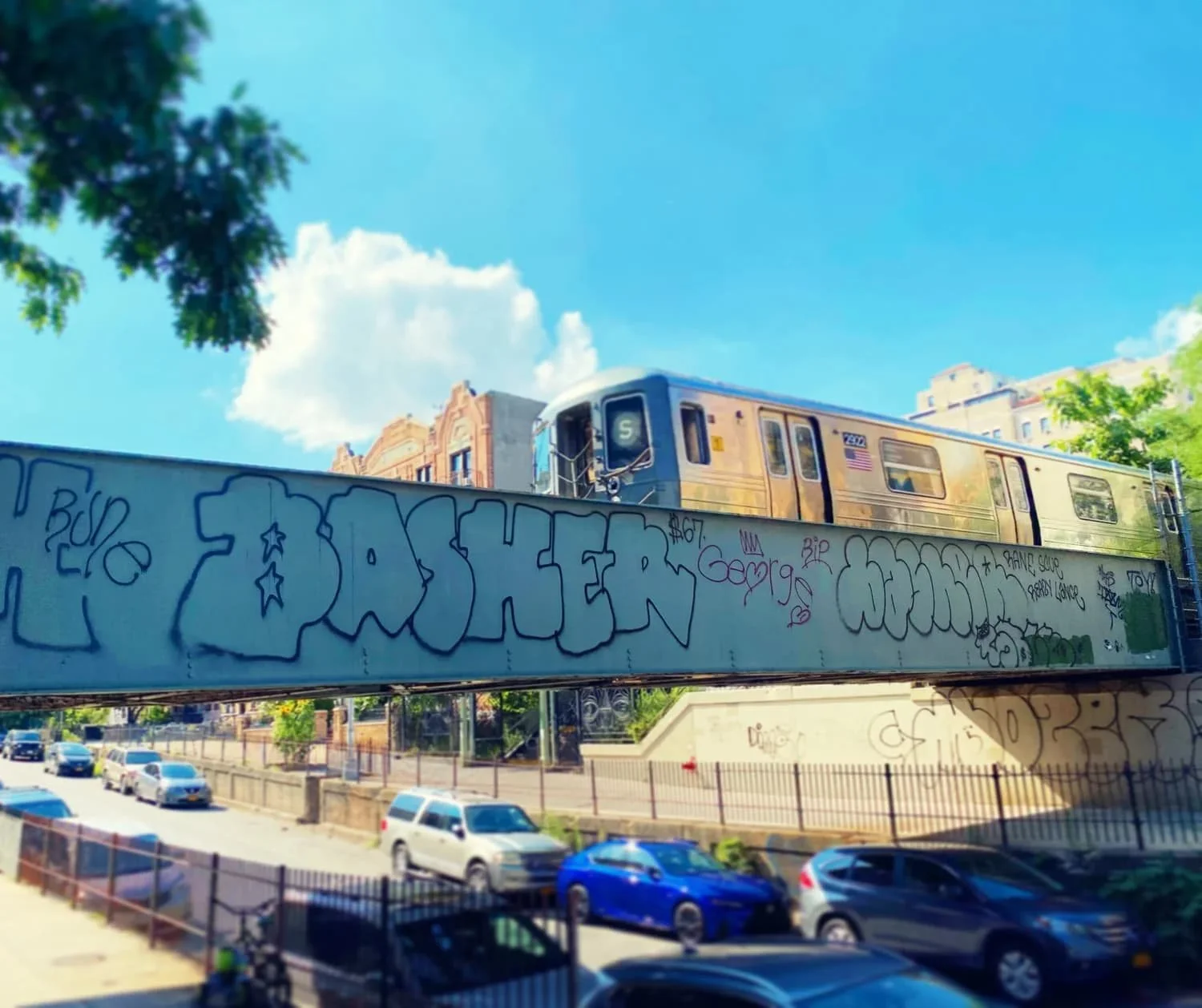 Elevated train platform in Crown Heights, Brooklyn