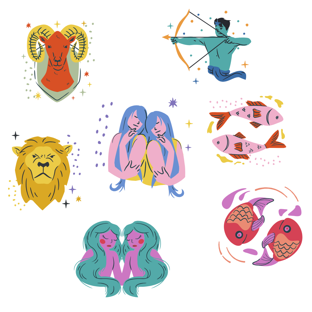 Zodiac wheel representing numerous astrological signs and self-reflection