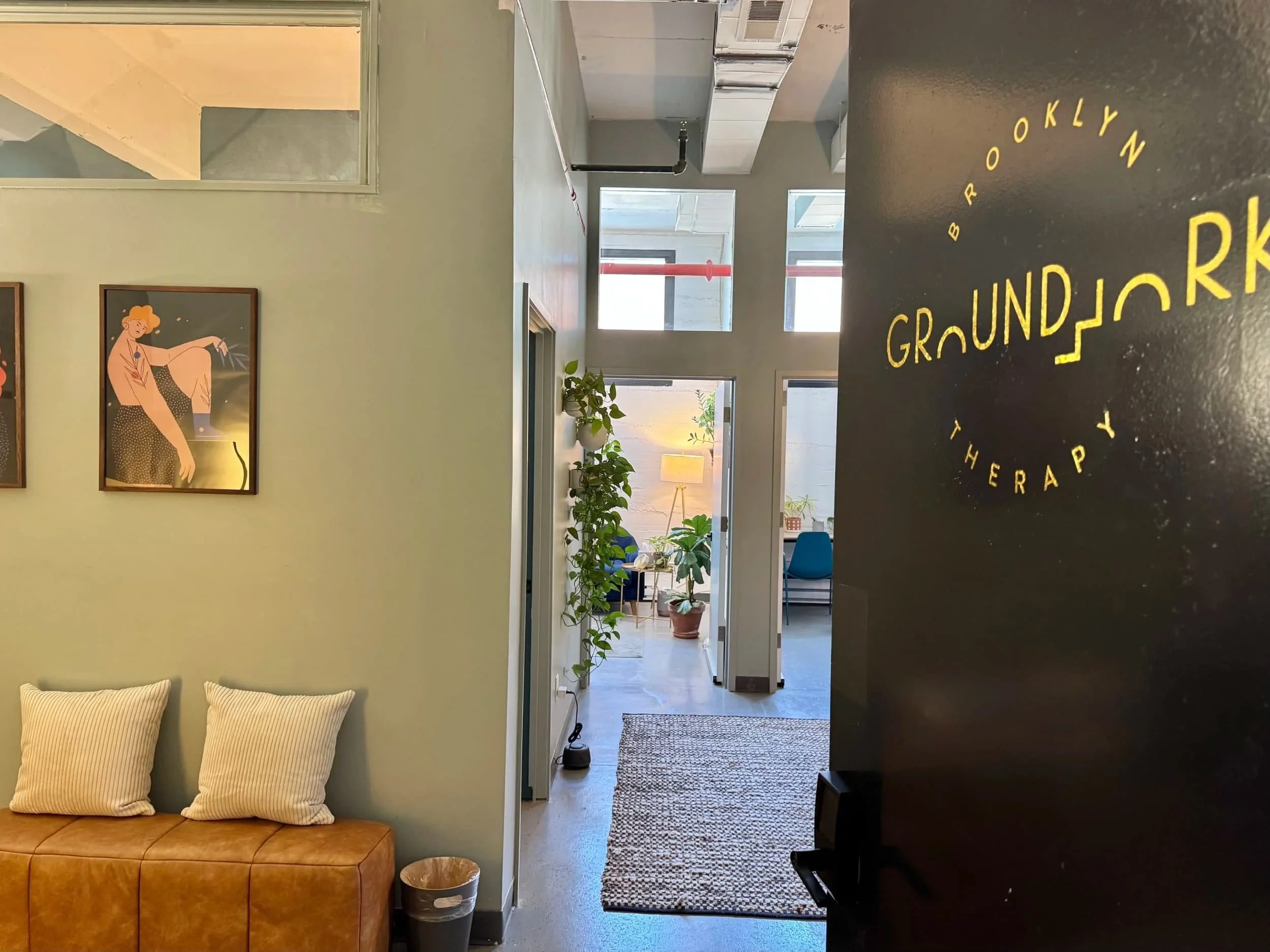 Comfortable therapy office at Groundwork Therapy in Brooklyn, New York