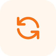 Icono de reciclaje en color naranja sobre fondo crema