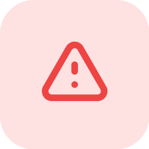 Icono de advertencia o alerta en color rojo con fondo rosa claro