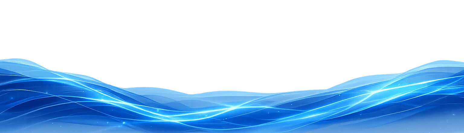 Olas de agua con efectos luminosos en tonos azules en el fondo