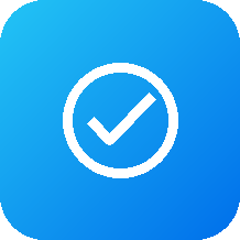 Un icono de marca de verificación blanca dentro de un círculo, sobre un fondo azul.