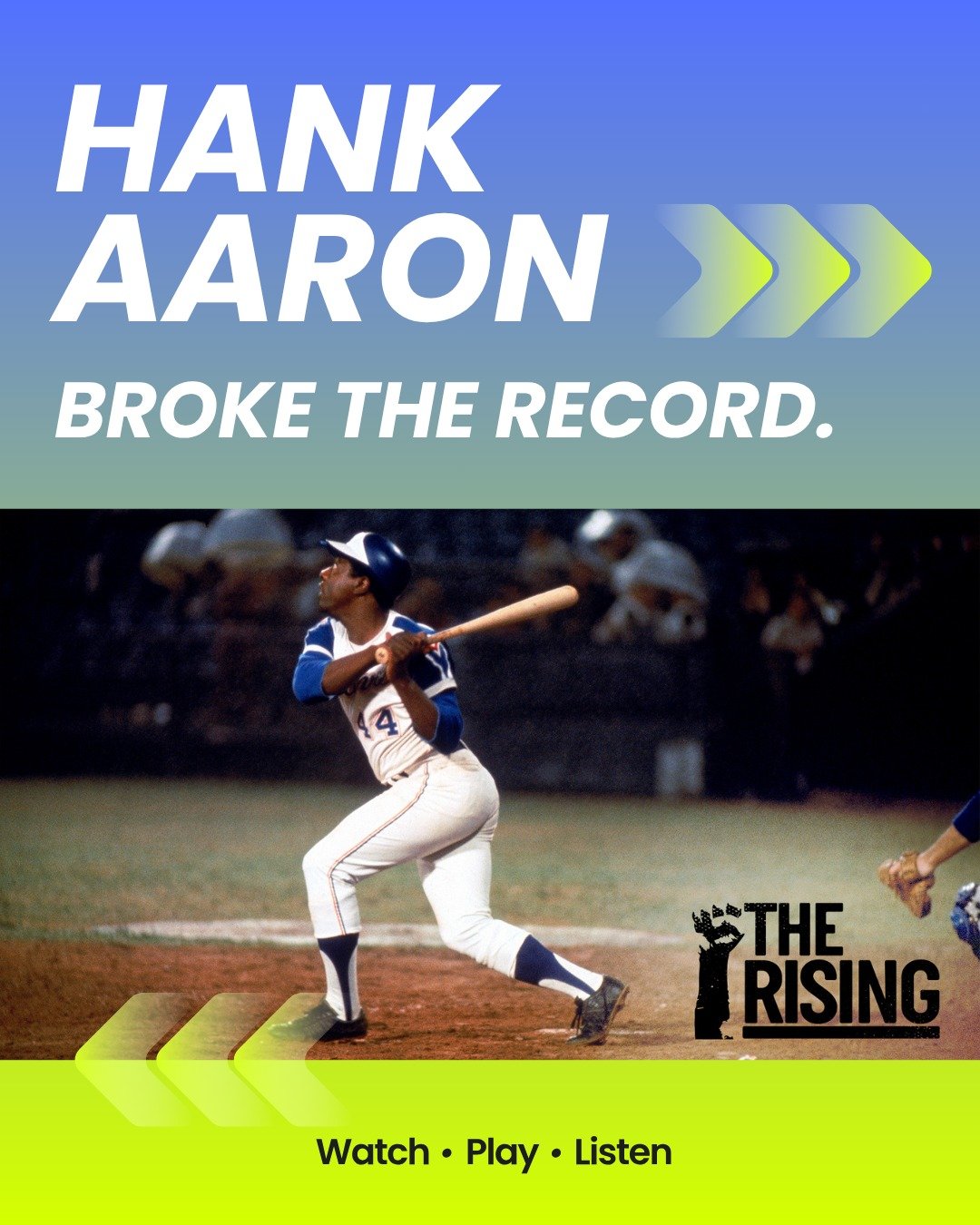 Hank Aaron hit 755 home runs, breaking Babe Ruth&rsquo;s record and every barrier that came with it.

This is The Rising on StreamPlay.digital 

👉 Would you have had the courage to keep playing under that pressure? 

#TheRising