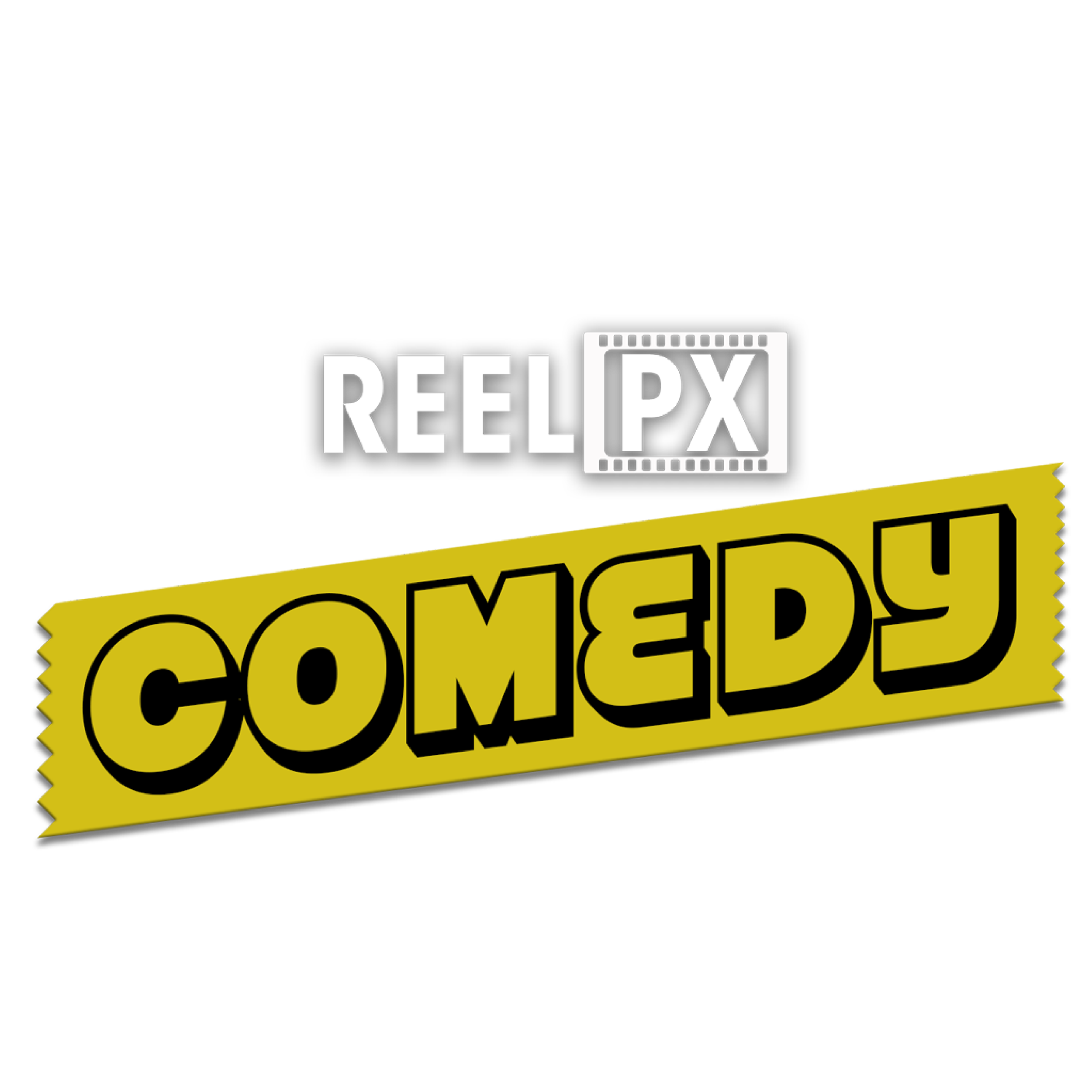 Reel IPX comedy sign with black and yellow colors, indicating comedy shows or events.