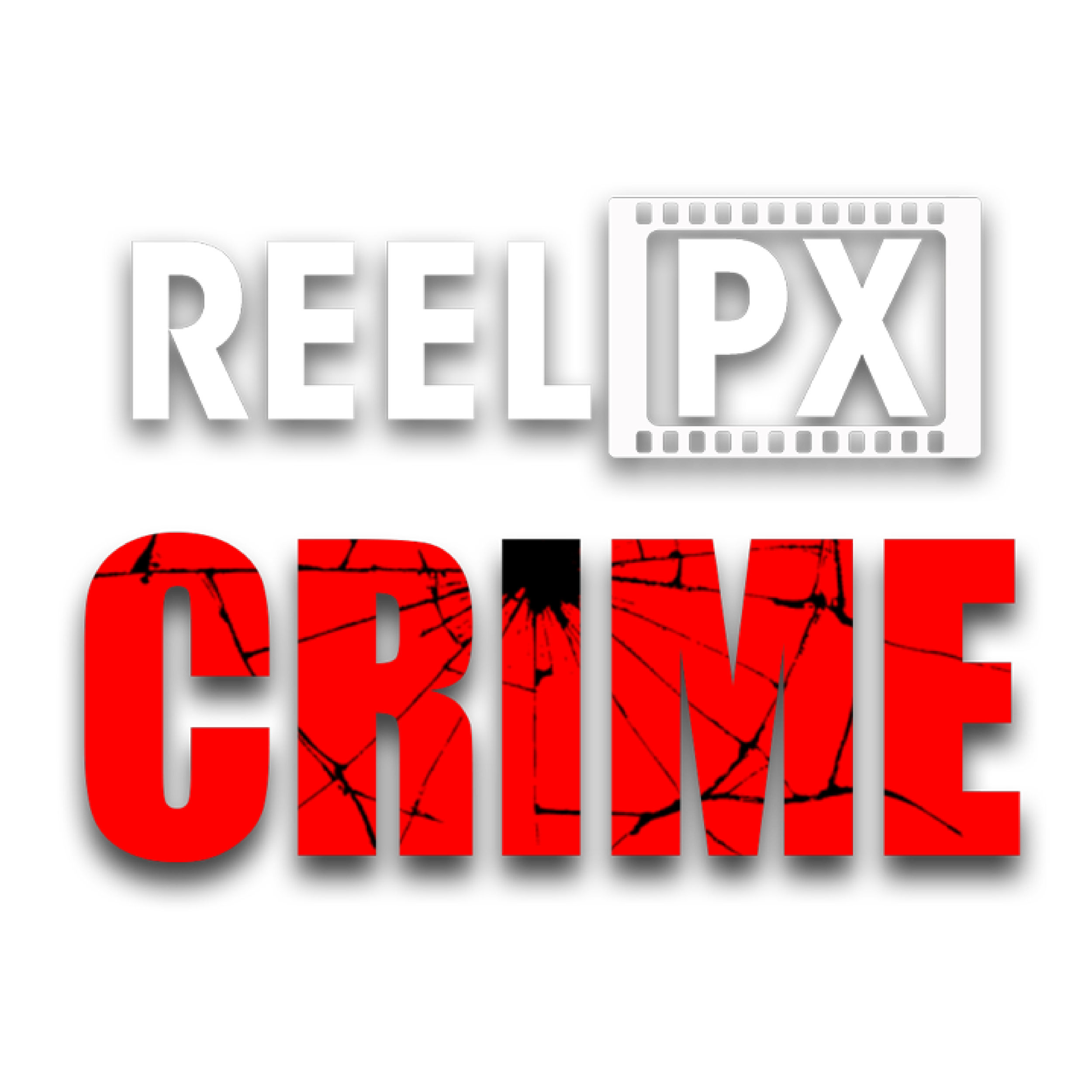 Design featuring the words 'ReelPix' in black and white with a film camera border around 'Pix', and 'Crime' in large red cracked-text style letters.