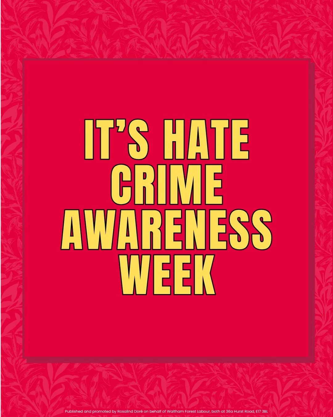 As we mark National Hate Crime Awareness Week we remind everyone that there is #nospaceforhate in Waltham Forest

In an emergency, call 999

Report hate crime to the Council @lbwalthamforest walthamforest.gov.uk/hatecrime

Report hate crime to the Po