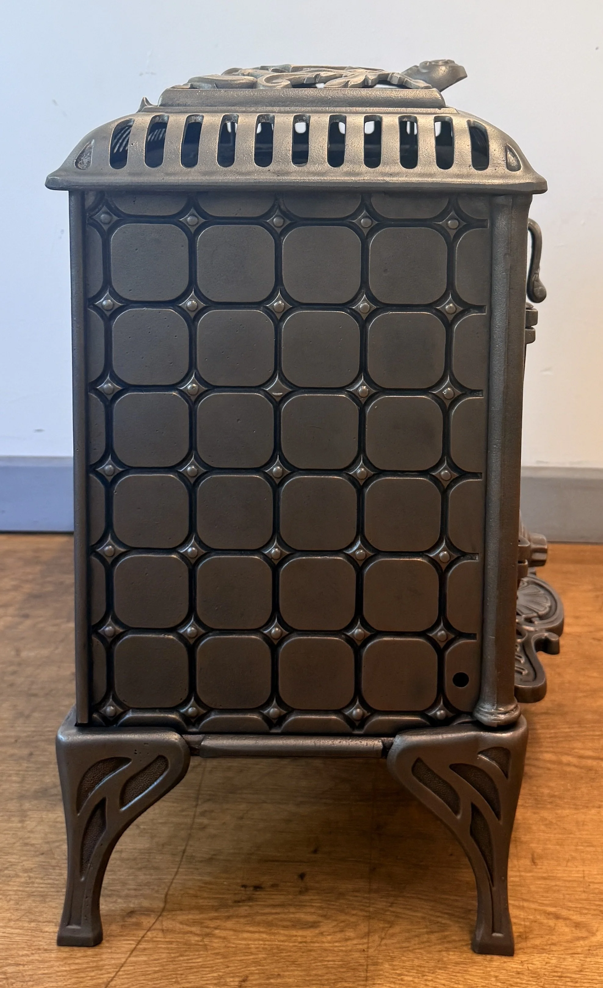 Side view of French stove