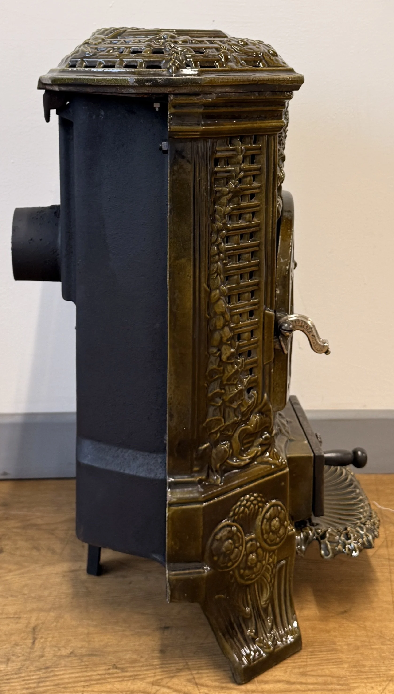Side view of French stove