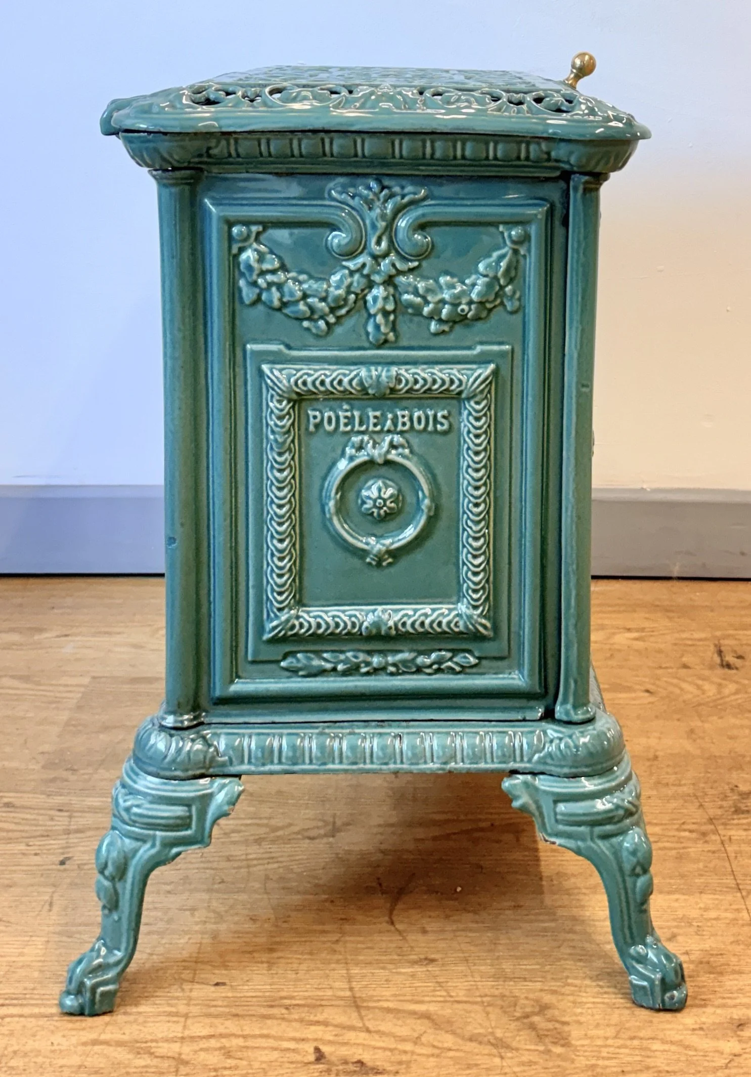 Side view of French stove