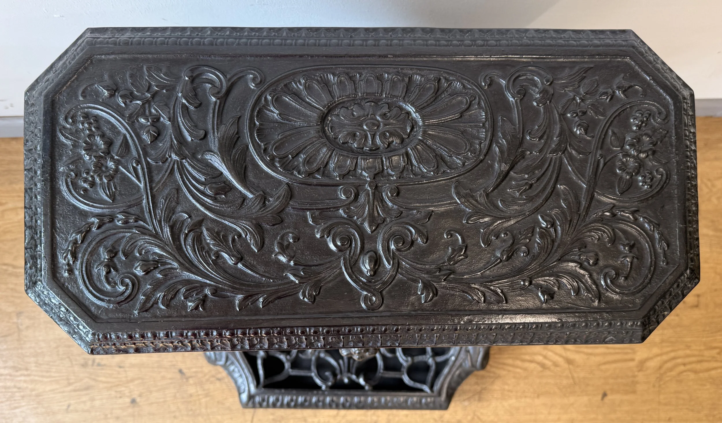 Top view showing detail of Antique French Stove