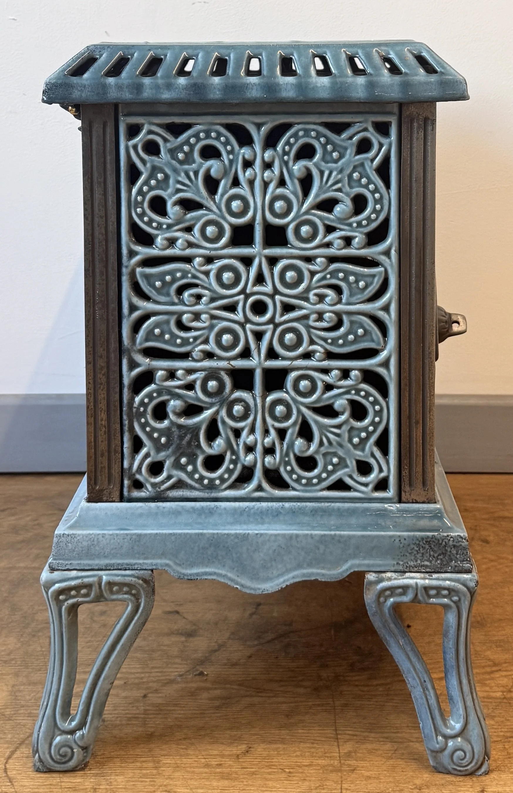 Side view of French antique stove